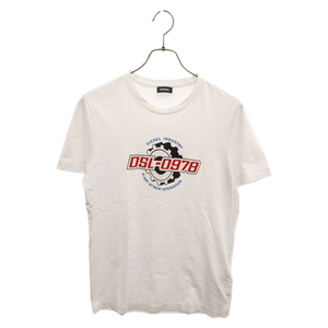 DIESEL ディーゼル フロントロゴプリント クルーネック半袖Tシャツ ホワイト A02971