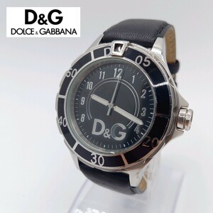 【動作品】D&G ドルチェ&ガッパーナDW0662 クオーツ時計 レザーベルト 黒 5気圧防水 ステンレススチール 38mm