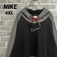 【NIKE】✔ ワンポイントロゴスウェットパーカー ブラック×グレー US古着