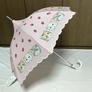 《新品》LADUREE・ラデュレ／ 晴雨兼用パラソル・プチパラ・パコダ ショート傘【ピンク】猫 ネコ・UV加工