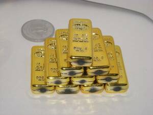 金塊 ゴールドバーのおもちゃ レプリカ ミニチュア GOLD ゴールド 丸形 10個セット イベント パーティーグッズ オブジェ 飾り インテリア