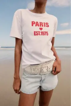 ZARA 新品タグ付き　テキストTシャツ　PARIS