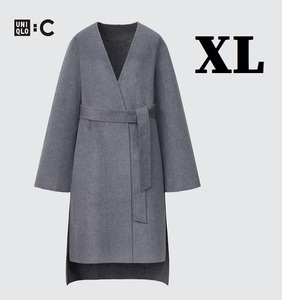 送料無料 即決 未使用 XL 大きいサイズ◆ユニクロC ダブルフェイスラップコート◆GRAY