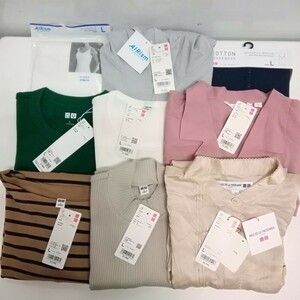 未使用 UNIQLO ユニクロ WOMEN レディース L エアリズム パーカ Tシャツ クルーネックT リネンシャツ INES 9点セット 大量 まとめ売り