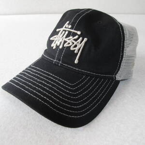 ○極美品 STUSSY ステューシー NEW ERA ニューエラ◆帽子 メッシュキャップ ロゴ刺繍 1311126◆ブラック FREEサイズ