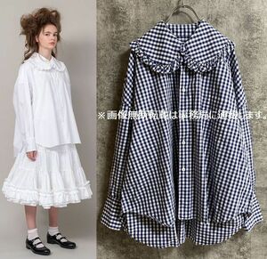 2020SS COMME des GARCONS GIRL コムデギャルソン ガール☆フリル 襟 ギンガム チェック オーバーサイズ ブラウス/シャツ サイズXS