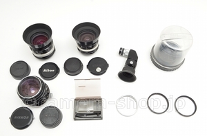 パーツ研究用ニコンレンズとアクセサリー for study/parts Nikon Lenses 2/35, 3.5/28, PC 3.5/35 set with accessories 