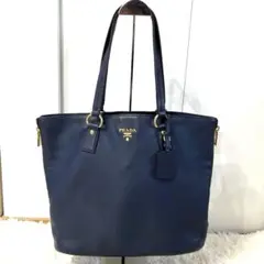 【プラダ】PRADA トートバッグ　レザー　ネイビー　ショルダーバッグ　手提げ