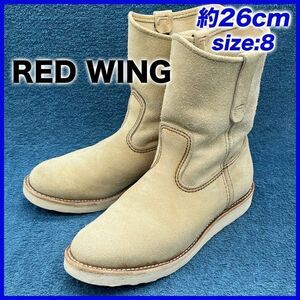 即決★RED WING 定価3.9万 8168 10年★26cm ペコスブーツ レッドウィング 8E 肌 ベージュ ホーソーン アビレーン ラフアウト スエード