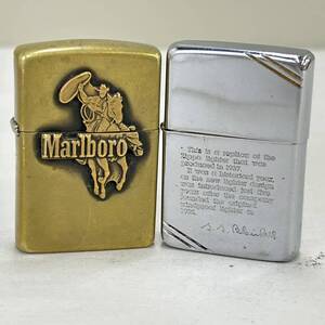 24品/A047013-1/S123-417/ST8000 Zippo ジッポライター 2点まとめ Marlboro カウボーイ ゴールド/1937 レプリカ シルバー 喫煙グッズ