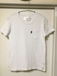 ◆【人気】AKM Contemporary エーケーエムコンテンポラリー / ポケット付スラブUネックTシャツWHITE M size