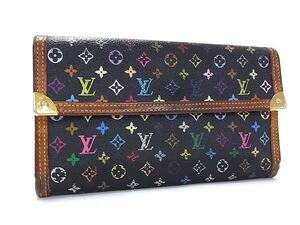 1円 LOUIS VUITTON ルイヴィトン M92658 モノグラムマルチカラー ポルトトレゾール インターナショナル 三つ折り 長財布 ノワール FL2631