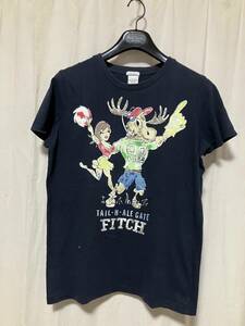 Abercrombie & Fitch アバクロンビーアンドフィッチ ムース & チアプリント 半袖Tシャツ 紺ベース S 中古品 色抜けあり