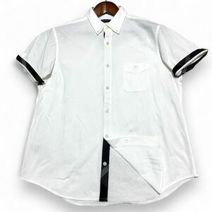 【LLサイズ】 BLACK LABEL CRESTBRIDGE ブラックレーベルクレストブリッジ 半袖 シャツ チェック ロゴ刺繍 ホワイト 