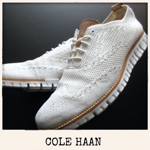 【COLE HAAN コールハーン】ゼログランド ニットアッパー ウイングチップ ホワイト US9.5 / 27.5cm!! （定価36300円 軽快 サマーシューズ）