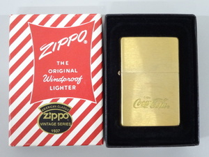 新品 未使用品 1999年製 ZIPPO ジッポ SOLID BRASS ソリッドブラス 1937 REPLICA レプリカ Coca Cola コカ コーラ ゴールド 金 ライター