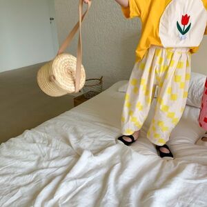 ♪ｍineka・新品・セール♪夏秋着 キッズロングパンツ 9分丈 ズボン カジュアル おしゃれ 普段着 男女兼用 快適ソフト 120cm 211823/6T