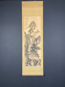 【模写】【一灯】ia3619〈河野竹陰〉山水画賛 南画家 田能村直入師事 大分の人