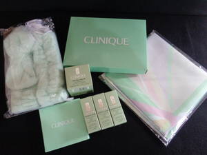 ＊100円～【CLINIQUE】クリニーク ノベルティ ヘア&アームバンド/エコバッグ/ミラー/クロス 試供品 化粧水/クレンジング 8点セット＊K-06