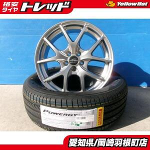 中古アルミ 新品タイヤ 夏 ピレリ POWERGY 215/45R17 + 共豊 シュナイダー 17インチ7J+48 5H100 CT プリウス 岡崎