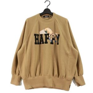 UNDERCOVER アンダーカバー 23AW ハンドビーズ ポーラボア ラグランプルオーバー HAPPY 2 ベージュ