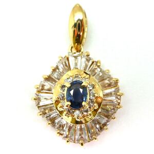 1円〜!!豪華!!《K18天然ダイヤモンド/天然サファイアペンダントトップ》J◎ 約3.1g sapphire jewelry diamond pearl ED9/ED9 E113