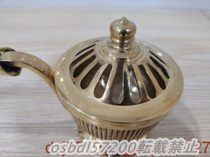 極上★柄香炉 仏具 真鍮製 密教法具 長さ23cm 寺院仏具 磨き仕上げ