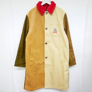 【1円】未使用 国内正規 MARNI×carhartt WIP マルニ カーハート 23SS COLOUR BLOCK COAT カラーブロックコート ステンカラー ダック M