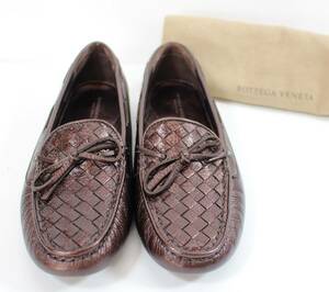 Y5586#◆中古品◆BOTTEGA VENETA ボッテガヴェネタ ドライビングシューズ イントレチャート ブラウン系 サイズ38