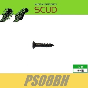 SCUD PS08BH　エスカッションビス　ミリ　フロント用　Φ2.4 xL13mm　丸皿頭　8pcs　ブラック　ねじ　スカッド