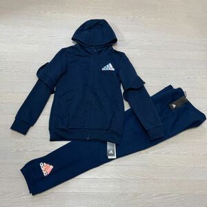 新品 adidas アディダス キッズ ジュニア 女の子 ジャージ 上下セット セットアップ ネイビー サイズ160 新品未使用タグ付き