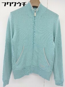 ◇ marie claire マリ クレール ジップアップ　ロゴ　刺繍 長袖 ジャケット サイズM ライトブルー　グレー レディース