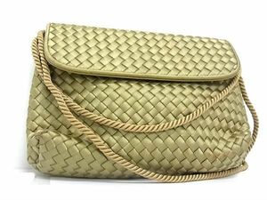 1円 ■美品■ BOTTEGA VENETA ボッテガヴェネタ ヴィンテージ イントレチャート サテン ショルダーバッグ 肩掛けかばん グリーン系 BG9304