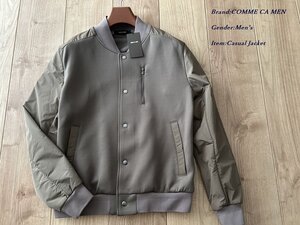 新品訳有り COMME CA MEN コムサメン 日本製 異素材コンビ ジャージーブルゾン 08ブラウン Lサイズ 45CG08 定価47,300円