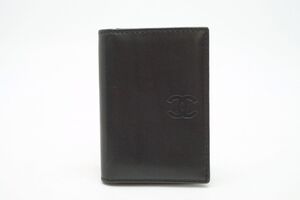 シャネル カードケース 名刺入れ ココマーク ロゴ Unisex ラムスキン レザー 黒 ブラック CHANEL 0401k