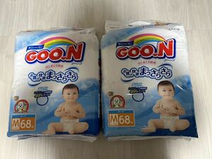 YR17)紙おむつ おむつ 男女共用 テープタイプ テープ　GOON グーン　M Mサイズ　６８枚　２個セット