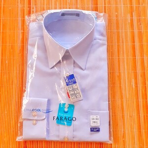 FARAGO ワイシャツ青メンズULTRA COOL SHIRTえり38 ゆき80 ベーシックスタイル形態安定 接触冷感紳士