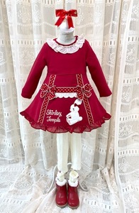 ◆シャーリーテンプル◆110◆アカ◆うさぎアップリケ裏起毛ワンピース◆USED◆美品◆今年秋冬用に◆ShirleyTemple◆