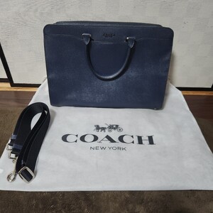 COACH コーチ レザー ビジネスバッグ 2way ネイビーカラー