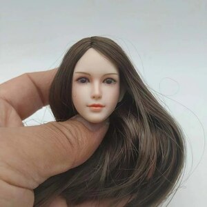  女性 ストレート ロングヘアー 1/6 アクションフィギュア 交換 カスタム ヘッド 汎用 1:6 アジア系 女性 ボディ 12inc G052