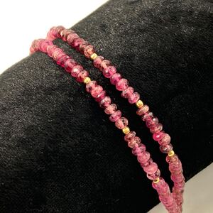 1円スタート!!K18!!■ピンクトルマリンブレスレット■ n 約8.7g アクセサリー 天然石 カラーストーン accessory bracelet tourmaline CA8