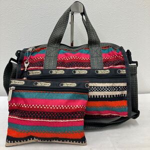 □45−2337 美品 LeSportsac レスポートサック レディース ボストンバッグ 2way ショルダーバッグ ポーチ付き 鍵付き ミニボストン 総柄 