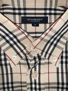 極美品 BURBERRY LONDON バーバリー ロンドン ノバチェック ボタンダウンシャツ 三陽商会