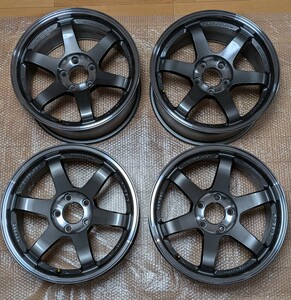 【TE37SL】 17インチ 9J +22 5H 114.3 プレスドグラファイト PG 美品 中古 絶版 RAYS VOLK RACING 鍛造 r32 r33 r34 スカイラインgtr NISMO