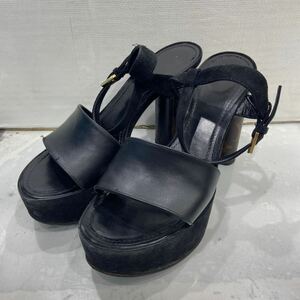 【LOUIS VUITTON ルイヴィトン】サンダル 38 ブラック レザー PODIUM SANDAL 2404oki h