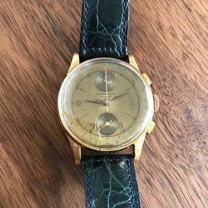 金無垢　K18 アンティーク　クロノグラフ　メンズ腕時計　1950年式　手巻き