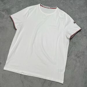 1円　極美品　MONCLER モンクレール　マグリア　半袖　Tシャツ 半袖Tシャツ XXLサイズ ホワイト　スリムフィット 袖ライン　9466