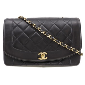 CHANEL シャネル チェーンショルダー ダイアナ A01165 ショルダーバッグ ラムスキン 黒 レディース【I191824069】中古