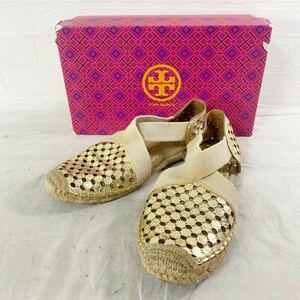 3939☆ TORY BURCH トリーバーチ シューズ 靴 スリッポン カジュアルシューズ レディース ゴールドカラー 箱付き