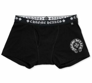 新品 CHROME HEARTS クロムハーツ ショートボクサーパンツ L 黒×白 シューホースロゴ トランクス ショーツ Tシャツ リング 下着 CH 22k